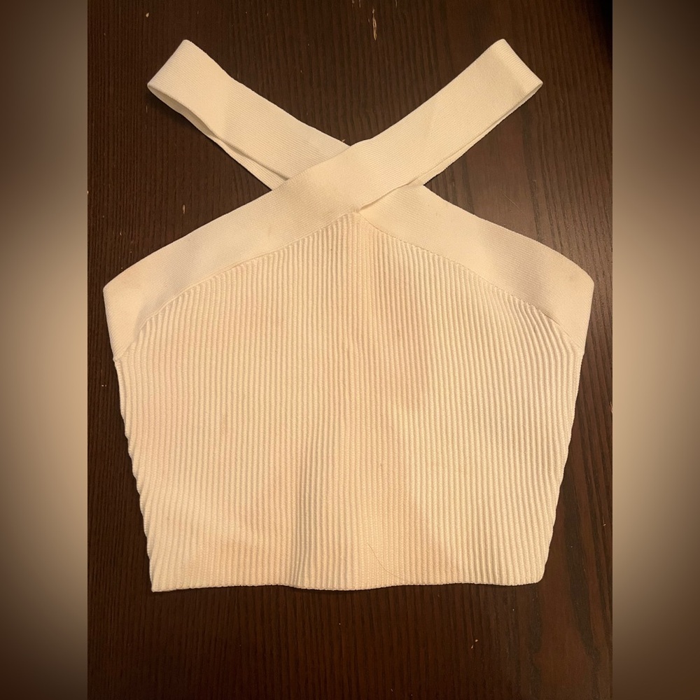 Sculpt knit criss cross cropped tank (willing to bargain)